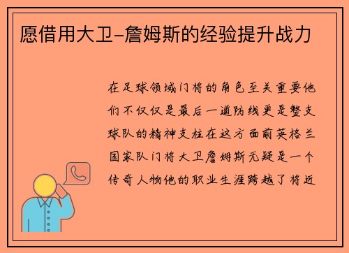 愿借用大卫-詹姆斯的经验提升战力